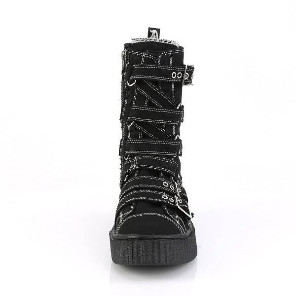 Demonia Women's Sneeker-318 Platform Sneakers - Black Canvas D5916-40US Clearance